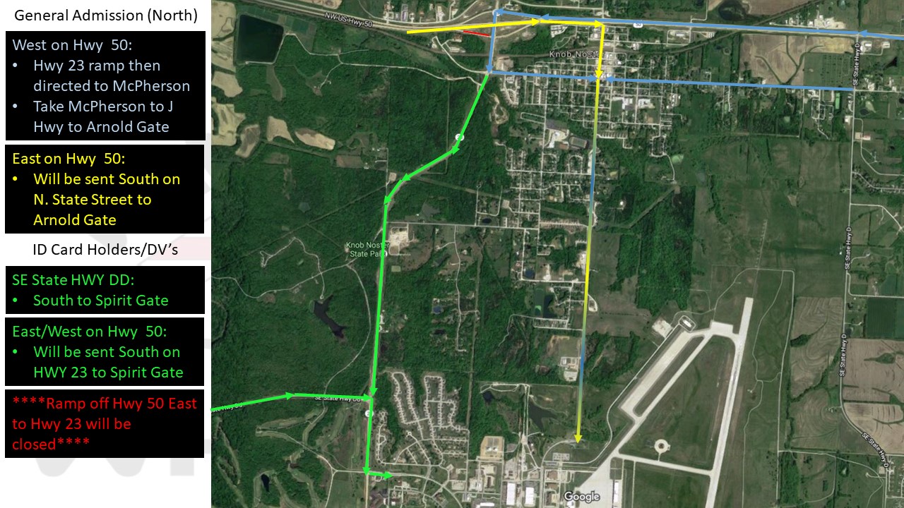 Wings Over Whiteman 2019 traffic directions map